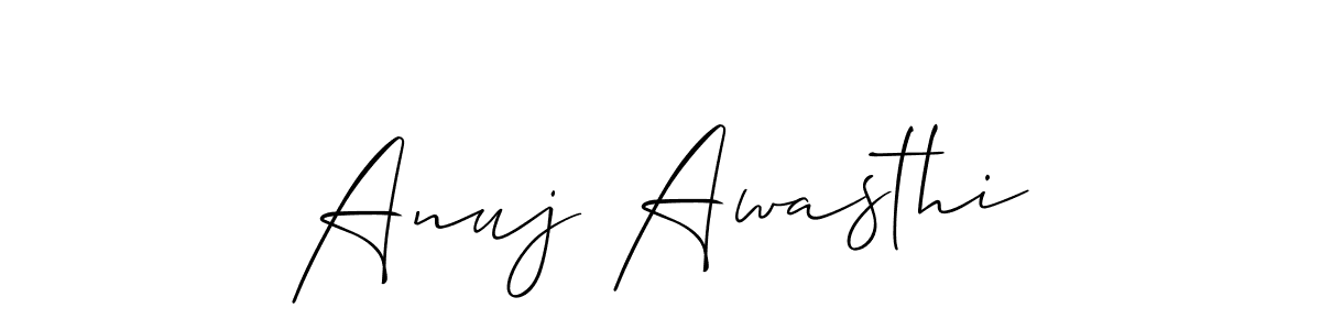 How to make Anuj Awasthi name signature. Use Allison_Script style for creating short signs online. This is the latest handwritten sign. Anuj Awasthi signature style 2 images and pictures png