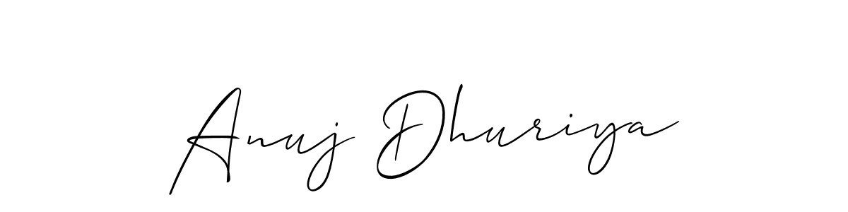 The best way (Allison_Script) to make a short signature is to pick only two or three words in your name. The name Anuj Dhuriya include a total of six letters. For converting this name. Anuj Dhuriya signature style 2 images and pictures png