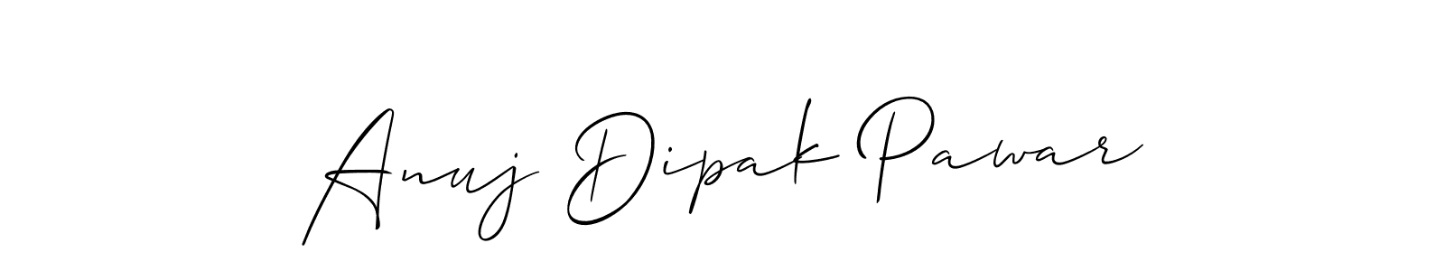 This is the best signature style for the Anuj Dipak Pawar name. Also you like these signature font (Allison_Script). Mix name signature. Anuj Dipak Pawar signature style 2 images and pictures png