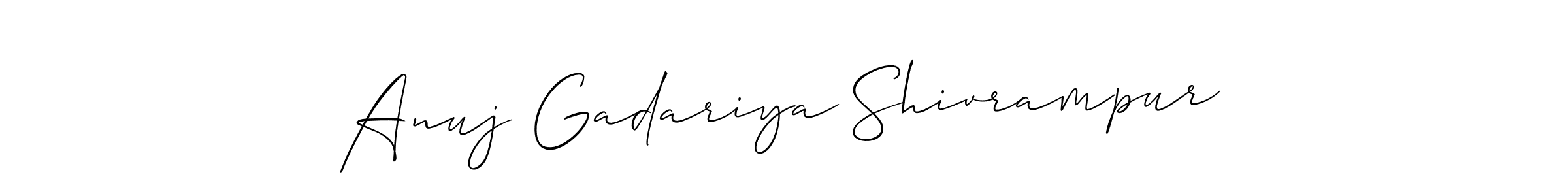 This is the best signature style for the Anuj Gadariya Shivrampur name. Also you like these signature font (Allison_Script). Mix name signature. Anuj Gadariya Shivrampur signature style 2 images and pictures png