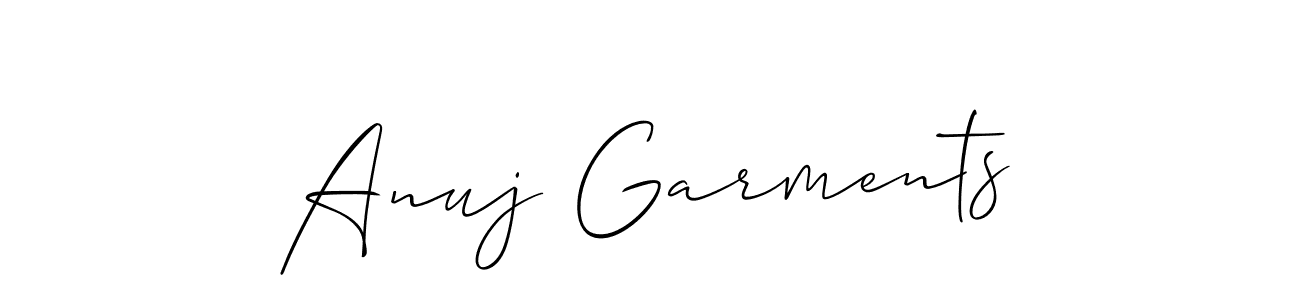 Once you've used our free online signature maker to create your best signature Allison_Script style, it's time to enjoy all of the benefits that Anuj Garments name signing documents. Anuj Garments signature style 2 images and pictures png