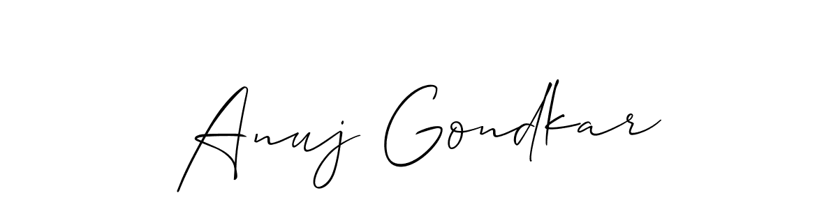 You should practise on your own different ways (Allison_Script) to write your name (Anuj Gondkar) in signature. don't let someone else do it for you. Anuj Gondkar signature style 2 images and pictures png