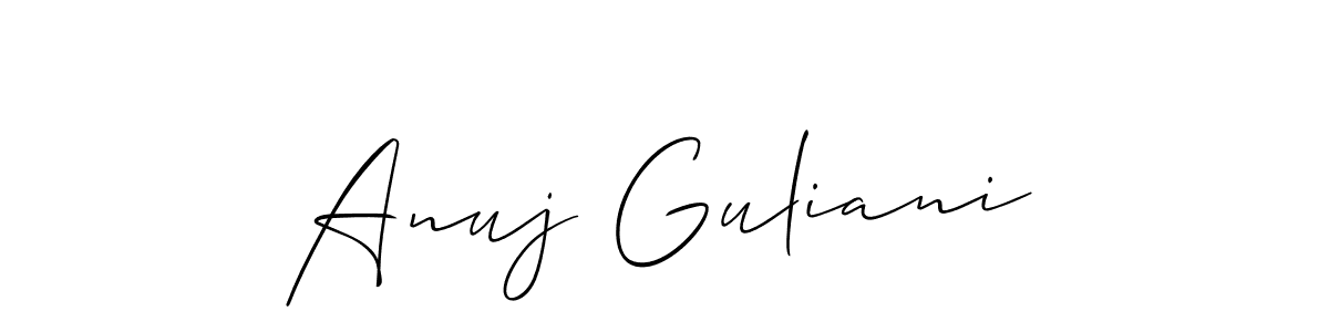 Create a beautiful signature design for name Anuj Guliani. With this signature (Allison_Script) fonts, you can make a handwritten signature for free. Anuj Guliani signature style 2 images and pictures png