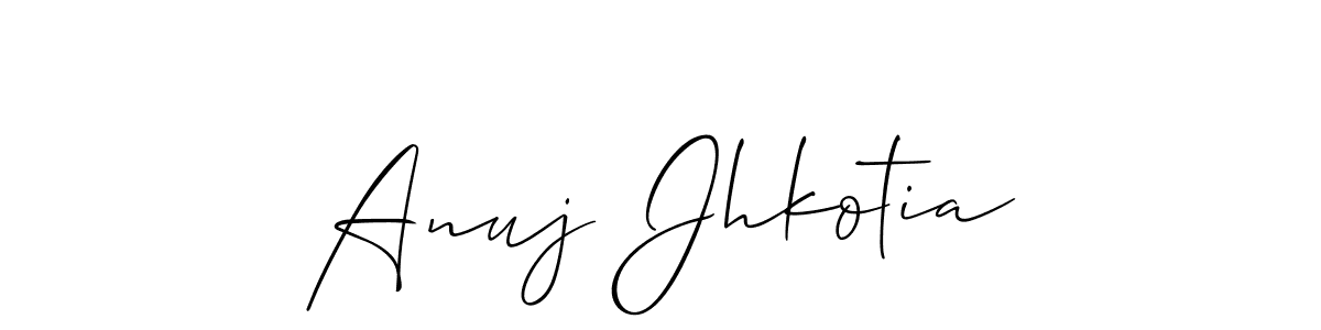 The best way (Allison_Script) to make a short signature is to pick only two or three words in your name. The name Anuj Jhkotia include a total of six letters. For converting this name. Anuj Jhkotia signature style 2 images and pictures png