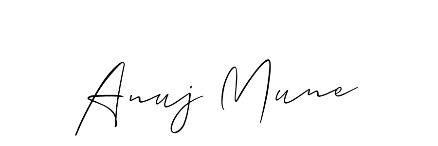 Create a beautiful signature design for name Anuj Mune. With this signature (Allison_Script) fonts, you can make a handwritten signature for free. Anuj Mune signature style 2 images and pictures png