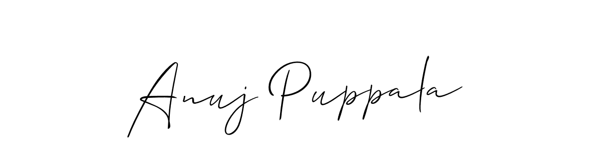 Best and Professional Signature Style for Anuj Puppala. Allison_Script Best Signature Style Collection. Anuj Puppala signature style 2 images and pictures png