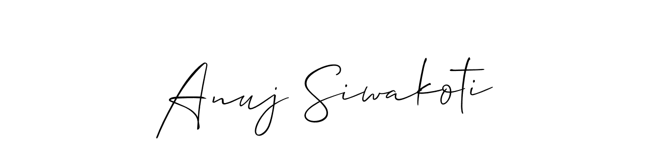 Use a signature maker to create a handwritten signature online. With this signature software, you can design (Allison_Script) your own signature for name Anuj Siwakoti. Anuj Siwakoti signature style 2 images and pictures png