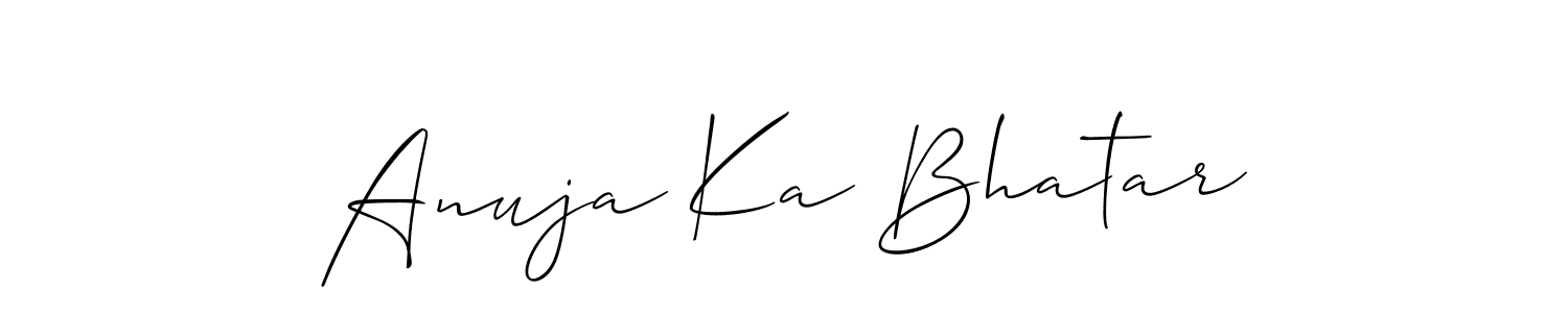 Use a signature maker to create a handwritten signature online. With this signature software, you can design (Allison_Script) your own signature for name Anuja Ka Bhatar. Anuja Ka Bhatar signature style 2 images and pictures png