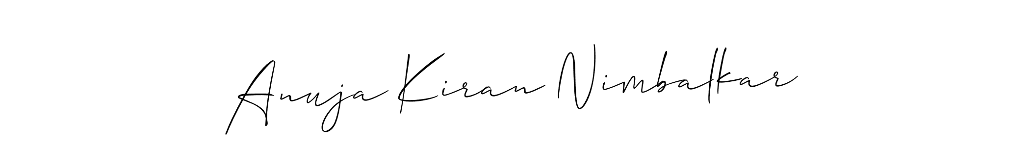 You should practise on your own different ways (Allison_Script) to write your name (Anuja Kiran Nimbalkar) in signature. don't let someone else do it for you. Anuja Kiran Nimbalkar signature style 2 images and pictures png