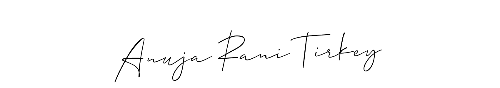 How to Draw Anuja Rani Tirkey signature style? Allison_Script is a latest design signature styles for name Anuja Rani Tirkey. Anuja Rani Tirkey signature style 2 images and pictures png