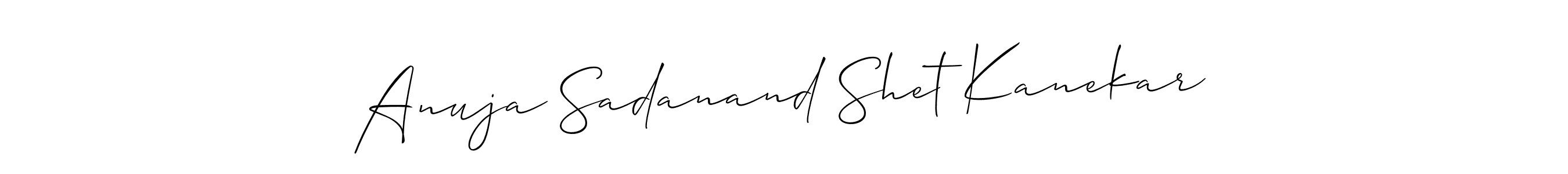 This is the best signature style for the Anuja Sadanand Shet Kanekar name. Also you like these signature font (Allison_Script). Mix name signature. Anuja Sadanand Shet Kanekar signature style 2 images and pictures png