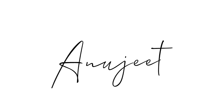 The best way (Allison_Script) to make a short signature is to pick only two or three words in your name. The name Anujeet include a total of six letters. For converting this name. Anujeet signature style 2 images and pictures png