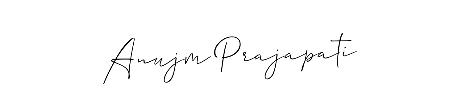 Also we have Anujm Prajapati name is the best signature style. Create professional handwritten signature collection using Allison_Script autograph style. Anujm Prajapati signature style 2 images and pictures png