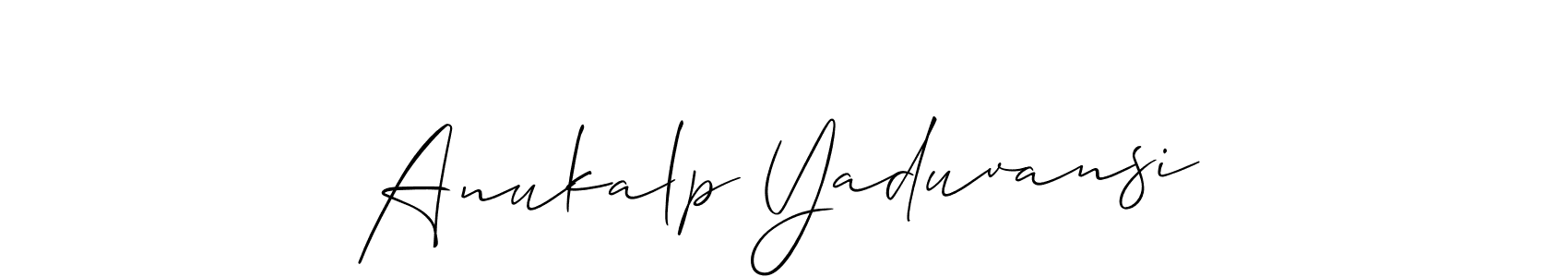 It looks lik you need a new signature style for name Anukalp Yaduvansi. Design unique handwritten (Allison_Script) signature with our free signature maker in just a few clicks. Anukalp Yaduvansi signature style 2 images and pictures png
