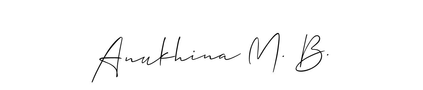 Similarly Allison_Script is the best handwritten signature design. Signature creator online .You can use it as an online autograph creator for name Anukhina M. B.. Anukhina M. B. signature style 2 images and pictures png