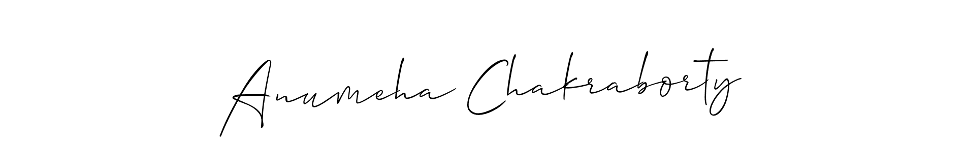 Allison_Script is a professional signature style that is perfect for those who want to add a touch of class to their signature. It is also a great choice for those who want to make their signature more unique. Get Anumeha Chakraborty name to fancy signature for free. Anumeha Chakraborty signature style 2 images and pictures png
