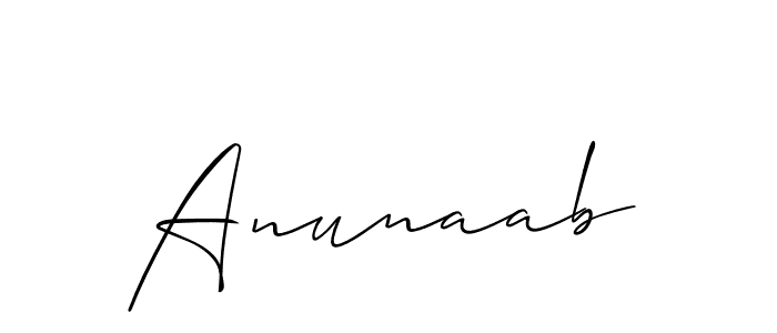 Make a beautiful signature design for name Anunaab. With this signature (Allison_Script) style, you can create a handwritten signature for free. Anunaab signature style 2 images and pictures png