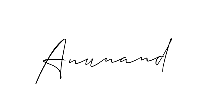 The best way (Allison_Script) to make a short signature is to pick only two or three words in your name. The name Anunand include a total of six letters. For converting this name. Anunand signature style 2 images and pictures png