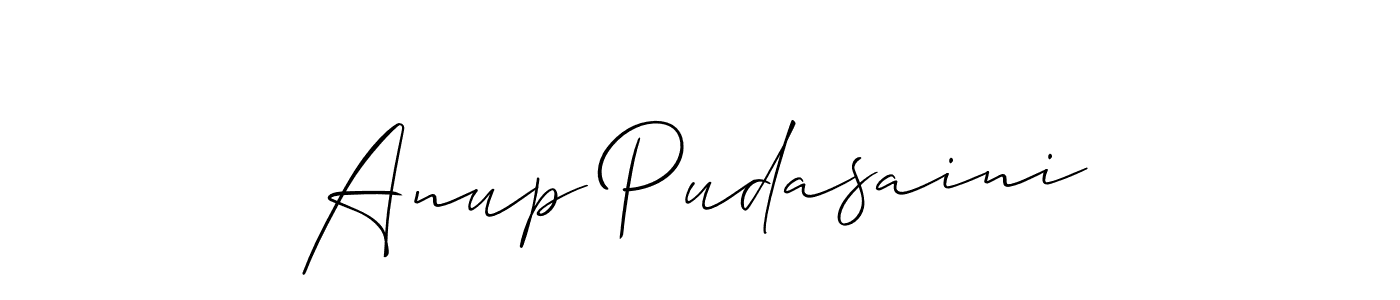 How to make Anup Pudasaini name signature. Use Allison_Script style for creating short signs online. This is the latest handwritten sign. Anup Pudasaini signature style 2 images and pictures png