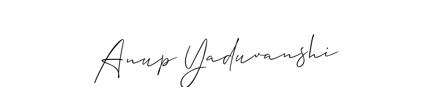 Create a beautiful signature design for name Anup Yaduvanshi. With this signature (Allison_Script) fonts, you can make a handwritten signature for free. Anup Yaduvanshi signature style 2 images and pictures png