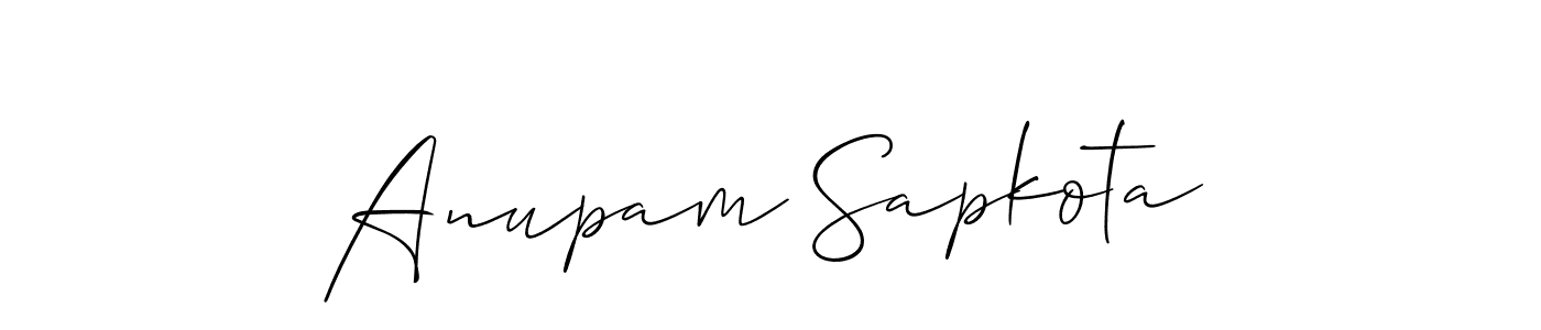 Make a short Anupam Sapkota signature style. Manage your documents anywhere anytime using Allison_Script. Create and add eSignatures, submit forms, share and send files easily. Anupam Sapkota signature style 2 images and pictures png