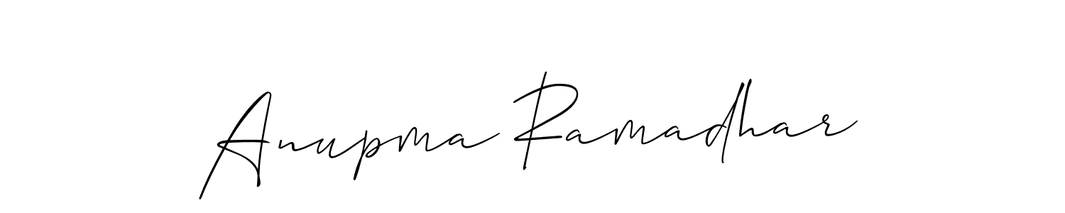 Allison_Script is a professional signature style that is perfect for those who want to add a touch of class to their signature. It is also a great choice for those who want to make their signature more unique. Get Anupma Ramadhar name to fancy signature for free. Anupma Ramadhar signature style 2 images and pictures png