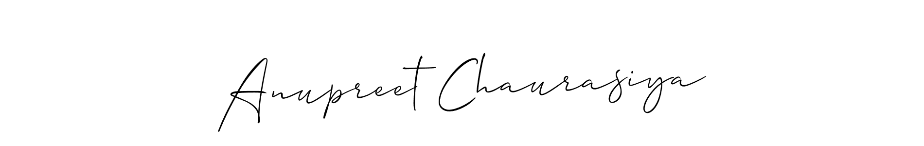 The best way (Allison_Script) to make a short signature is to pick only two or three words in your name. The name Anupreet Chaurasiya include a total of six letters. For converting this name. Anupreet Chaurasiya signature style 2 images and pictures png