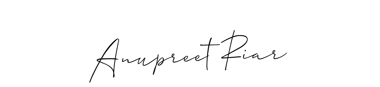 Also we have Anupreet Riar name is the best signature style. Create professional handwritten signature collection using Allison_Script autograph style. Anupreet Riar signature style 2 images and pictures png