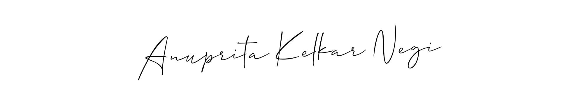You should practise on your own different ways (Allison_Script) to write your name (Anuprita Kelkar Negi) in signature. don't let someone else do it for you. Anuprita Kelkar Negi signature style 2 images and pictures png