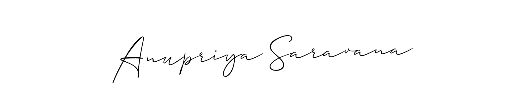 Design your own signature with our free online signature maker. With this signature software, you can create a handwritten (Allison_Script) signature for name Anupriya Saravana. Anupriya Saravana signature style 2 images and pictures png