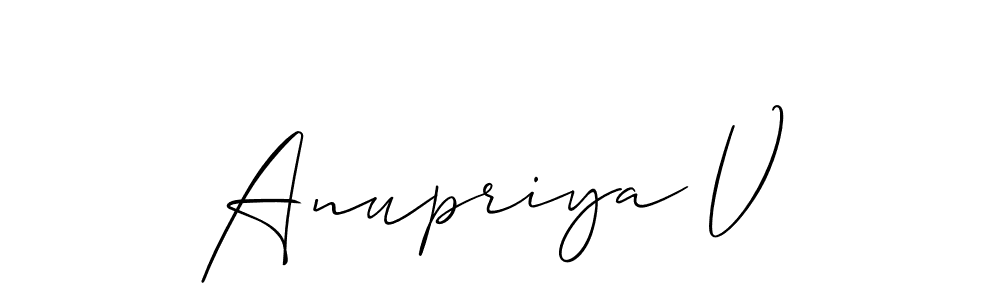 Make a beautiful signature design for name Anupriya V. With this signature (Allison_Script) style, you can create a handwritten signature for free. Anupriya V signature style 2 images and pictures png