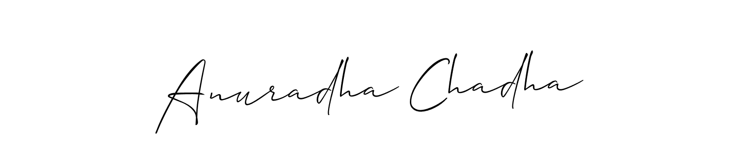 Also You can easily find your signature by using the search form. We will create Anuradha Chadha name handwritten signature images for you free of cost using Allison_Script sign style. Anuradha Chadha signature style 2 images and pictures png
