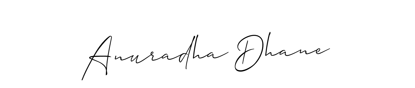How to make Anuradha Dhane name signature. Use Allison_Script style for creating short signs online. This is the latest handwritten sign. Anuradha Dhane signature style 2 images and pictures png
