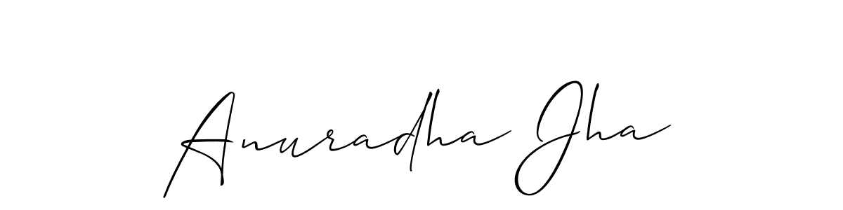 Allison_Script is a professional signature style that is perfect for those who want to add a touch of class to their signature. It is also a great choice for those who want to make their signature more unique. Get Anuradha Jha name to fancy signature for free. Anuradha Jha signature style 2 images and pictures png