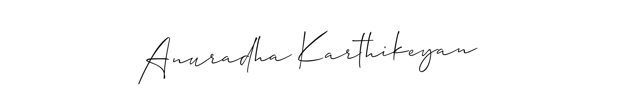 You should practise on your own different ways (Allison_Script) to write your name (Anuradha Karthikeyan) in signature. don't let someone else do it for you. Anuradha Karthikeyan signature style 2 images and pictures png