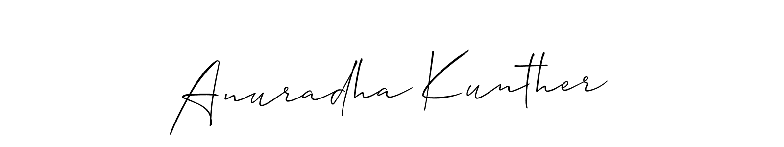 How to make Anuradha Kunther name signature. Use Allison_Script style for creating short signs online. This is the latest handwritten sign. Anuradha Kunther signature style 2 images and pictures png