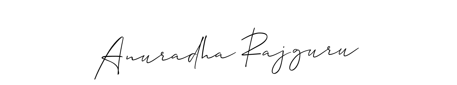 Allison_Script is a professional signature style that is perfect for those who want to add a touch of class to their signature. It is also a great choice for those who want to make their signature more unique. Get Anuradha Rajguru name to fancy signature for free. Anuradha Rajguru signature style 2 images and pictures png