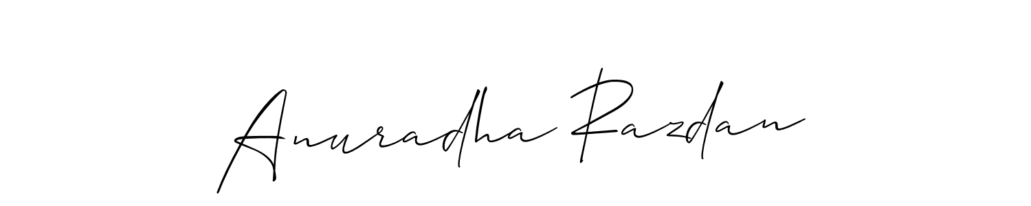 Use a signature maker to create a handwritten signature online. With this signature software, you can design (Allison_Script) your own signature for name Anuradha Razdan. Anuradha Razdan signature style 2 images and pictures png