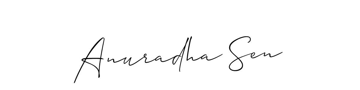 Make a beautiful signature design for name Anuradha Sen. With this signature (Allison_Script) style, you can create a handwritten signature for free. Anuradha Sen signature style 2 images and pictures png