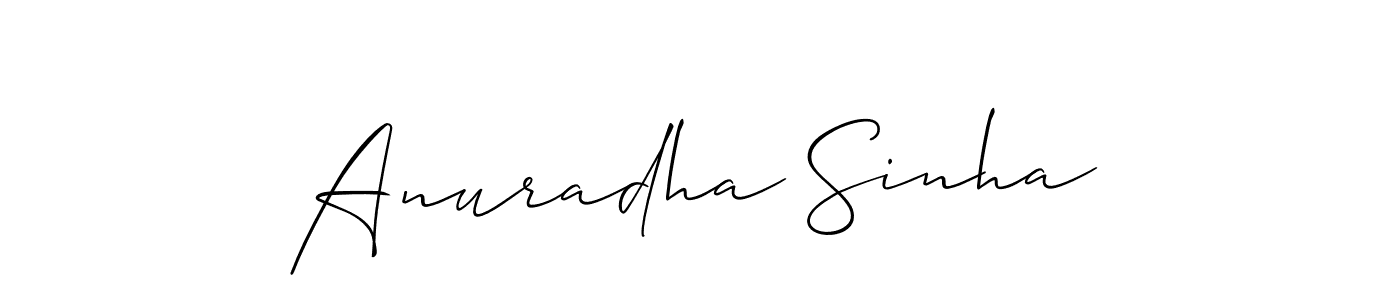 Allison_Script is a professional signature style that is perfect for those who want to add a touch of class to their signature. It is also a great choice for those who want to make their signature more unique. Get Anuradha Sinha name to fancy signature for free. Anuradha Sinha signature style 2 images and pictures png