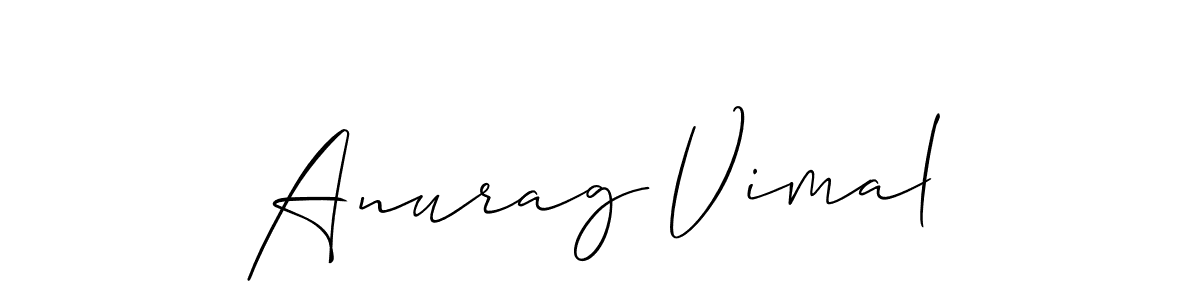 Make a short Anurag Vimal signature style. Manage your documents anywhere anytime using Allison_Script. Create and add eSignatures, submit forms, share and send files easily. Anurag Vimal signature style 2 images and pictures png