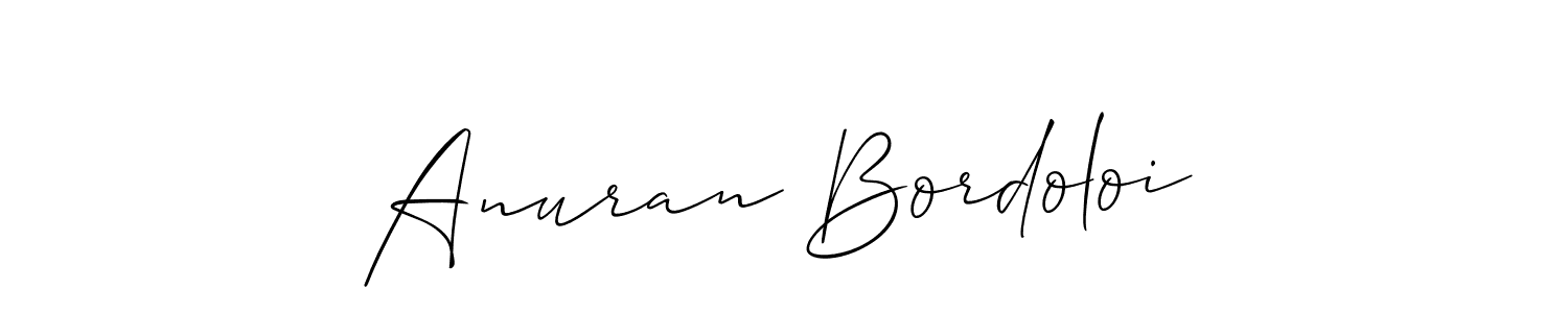 Also we have Anuran Bordoloi name is the best signature style. Create professional handwritten signature collection using Allison_Script autograph style. Anuran Bordoloi signature style 2 images and pictures png