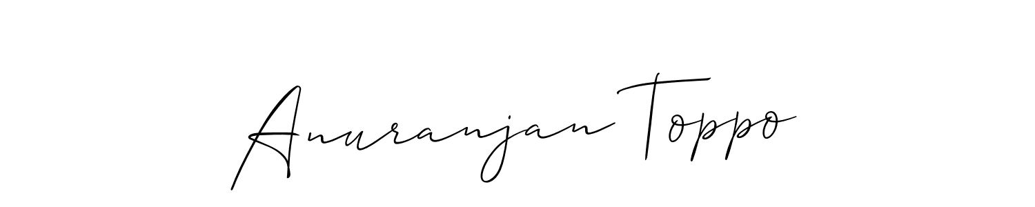 How to make Anuranjan Toppo name signature. Use Allison_Script style for creating short signs online. This is the latest handwritten sign. Anuranjan Toppo signature style 2 images and pictures png