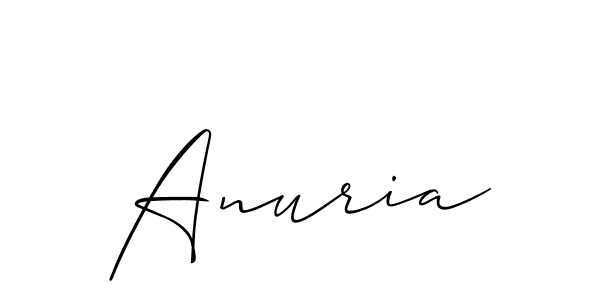 Use a signature maker to create a handwritten signature online. With this signature software, you can design (Allison_Script) your own signature for name Anuria. Anuria signature style 2 images and pictures png