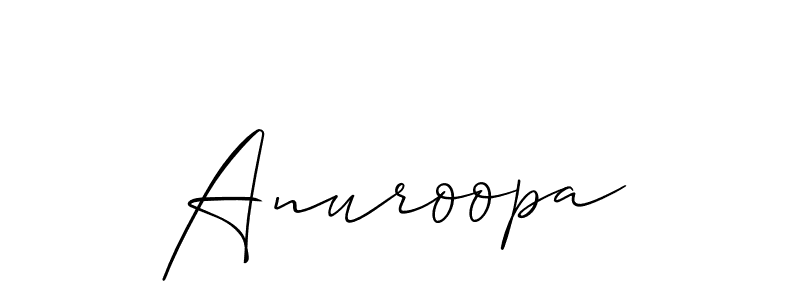 Allison_Script is a professional signature style that is perfect for those who want to add a touch of class to their signature. It is also a great choice for those who want to make their signature more unique. Get Anuroopa name to fancy signature for free. Anuroopa signature style 2 images and pictures png