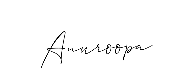 It looks lik you need a new signature style for name Anuroopa. Design unique handwritten (Allison_Script) signature with our free signature maker in just a few clicks. Anuroopa signature style 2 images and pictures png