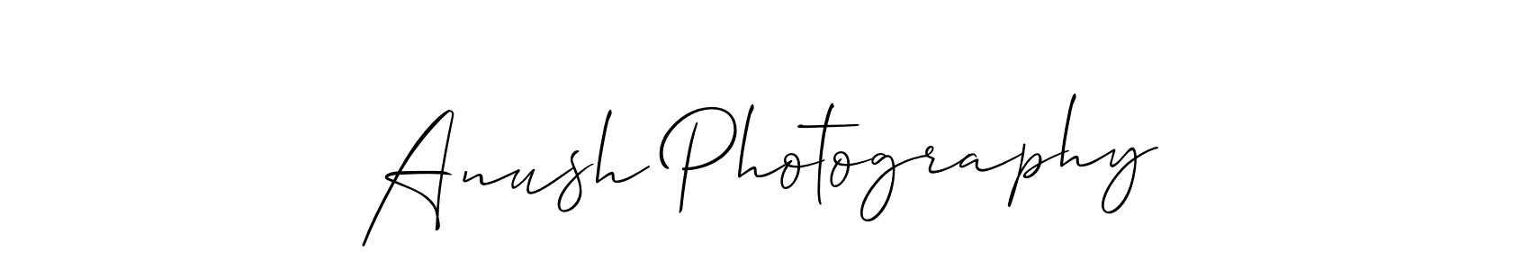 The best way (Allison_Script) to make a short signature is to pick only two or three words in your name. The name Anush Photography include a total of six letters. For converting this name. Anush Photography signature style 2 images and pictures png