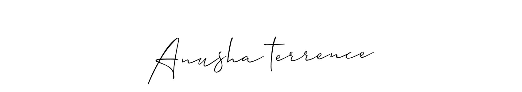Allison_Script is a professional signature style that is perfect for those who want to add a touch of class to their signature. It is also a great choice for those who want to make their signature more unique. Get Anusha❤terrence name to fancy signature for free. Anusha❤terrence signature style 2 images and pictures png