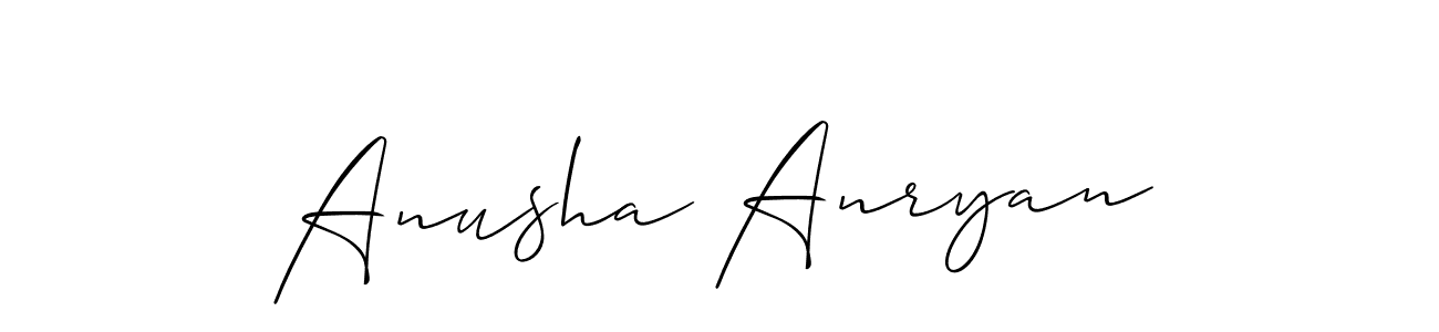 if you are searching for the best signature style for your name Anusha Anryan. so please give up your signature search. here we have designed multiple signature styles  using Allison_Script. Anusha Anryan signature style 2 images and pictures png