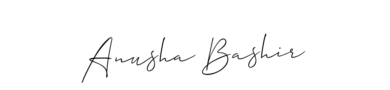 Allison_Script is a professional signature style that is perfect for those who want to add a touch of class to their signature. It is also a great choice for those who want to make their signature more unique. Get Anusha Bashir name to fancy signature for free. Anusha Bashir signature style 2 images and pictures png